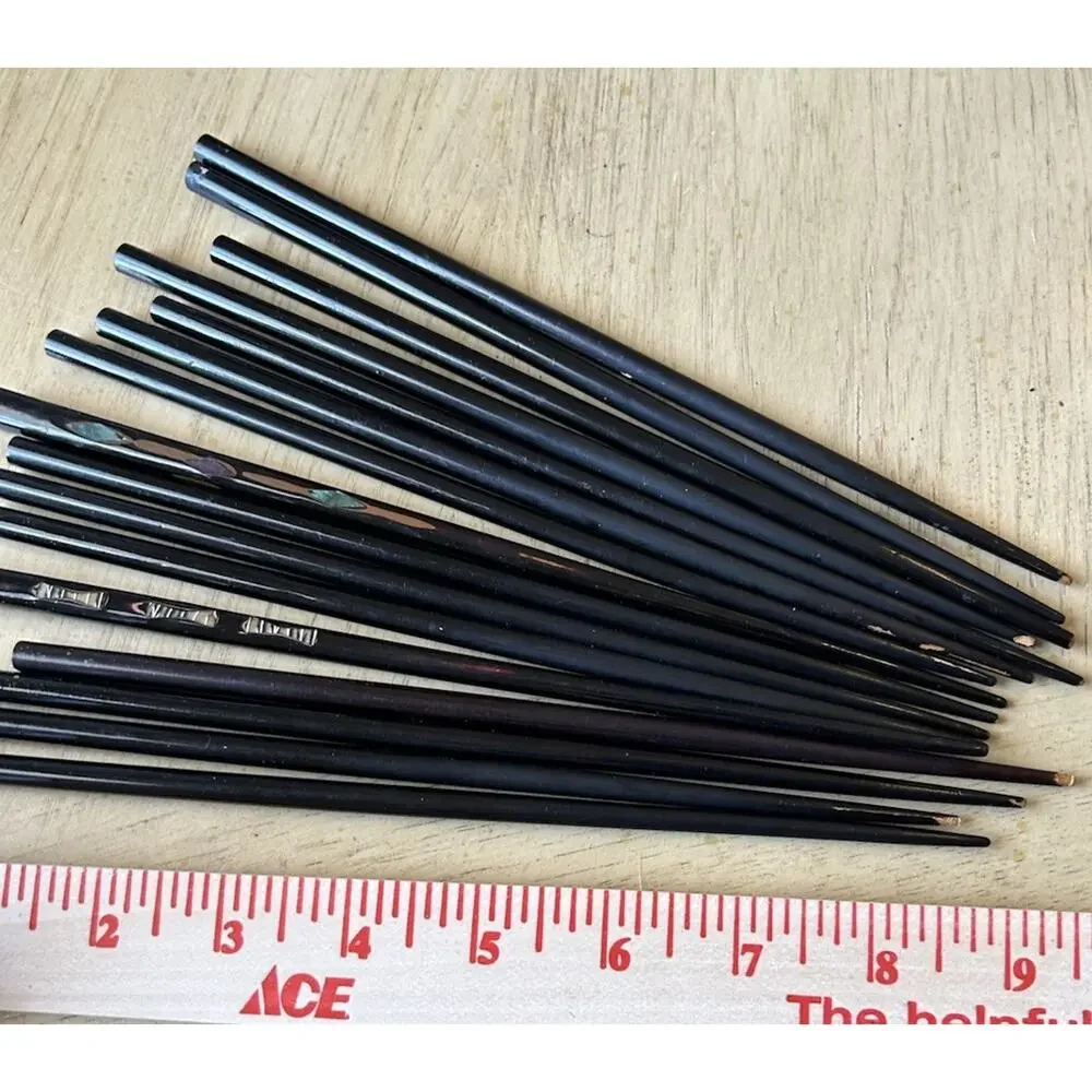 8* Chopsticks Black Wooden Old Design Set Of 8( 16 Total) VTG Hair Pins Buns